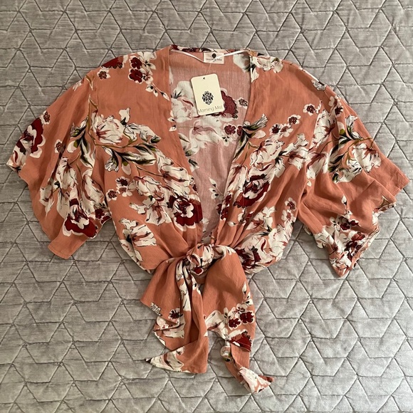 Floral Kimono Tie Top - Picture 3 of 4